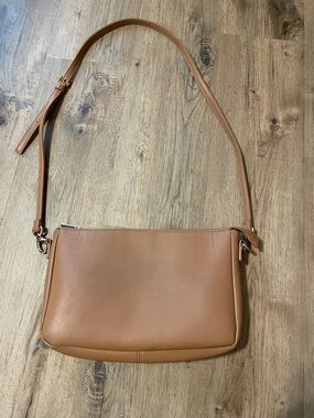 Classic Tan Faux-Leather Crossbody Bag for Women